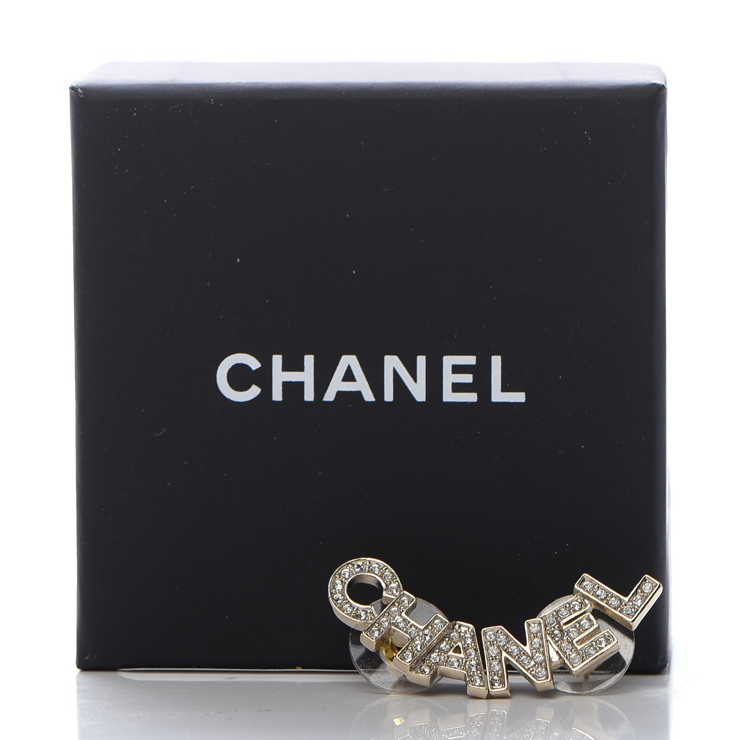 Chanel Crystal Pearl Signature Stud Earrings Gold 5 of 5