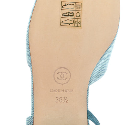 Chanel Denim Cap Toe CC Slingback Flats 36.5 Blue 9 of 11