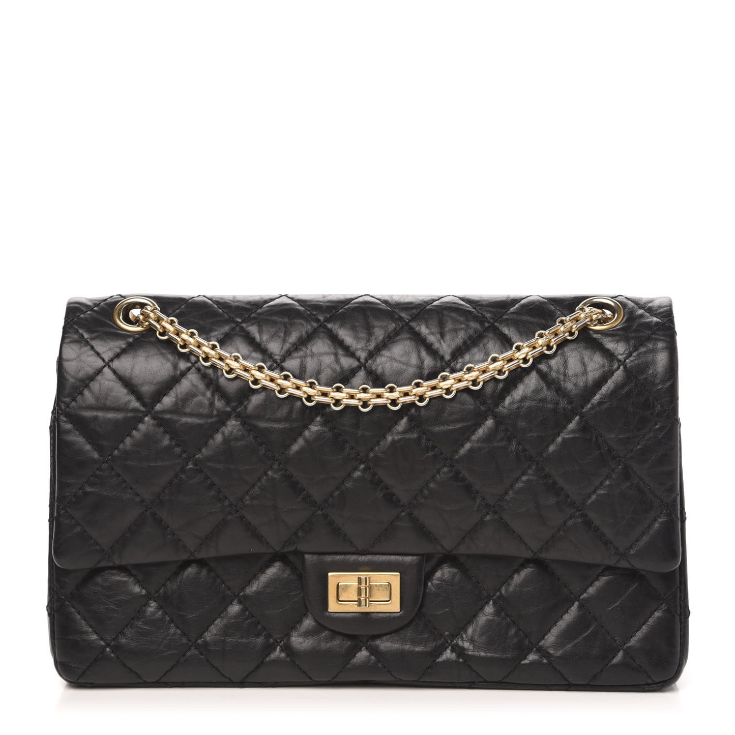 Aged Calfskin Quilted 2.55 Reissue 226 Flap Black