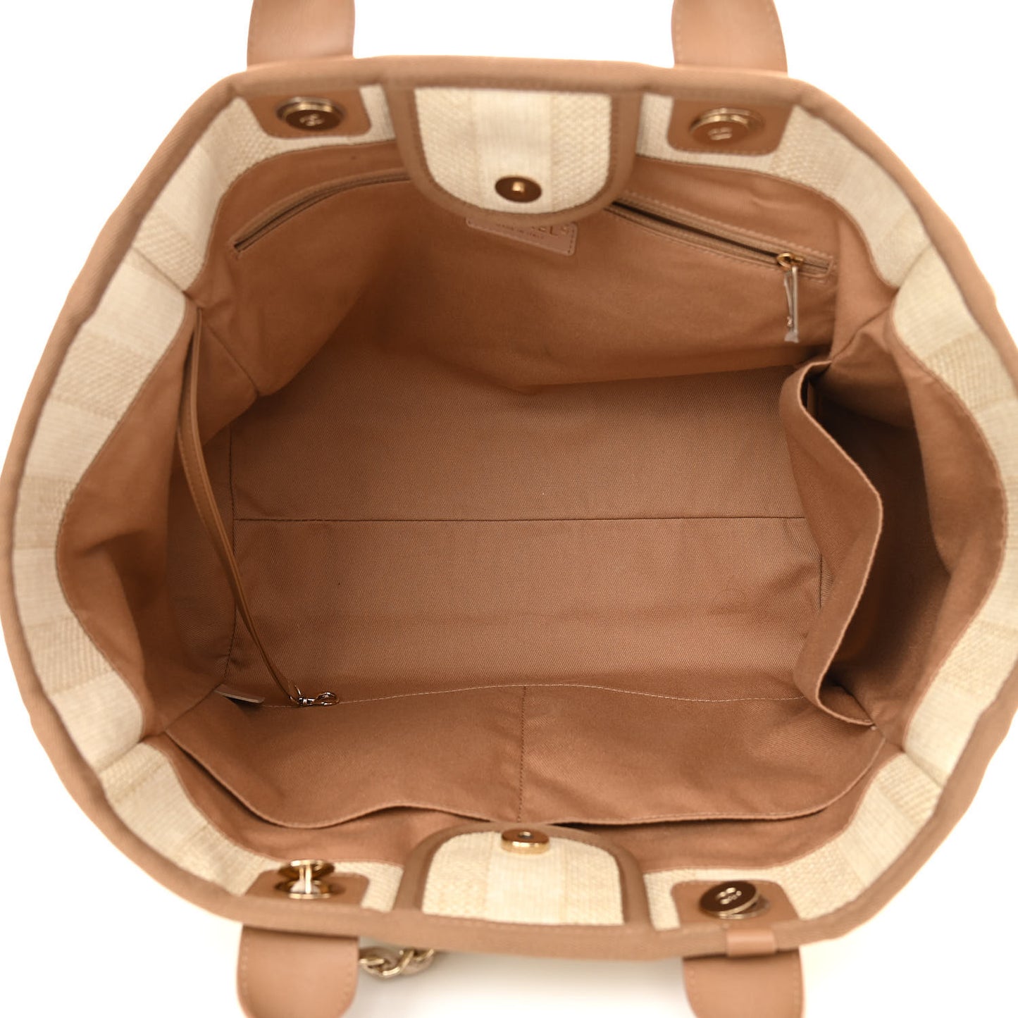 Mixed Fibers Striped Medium Deauville Tote Beige