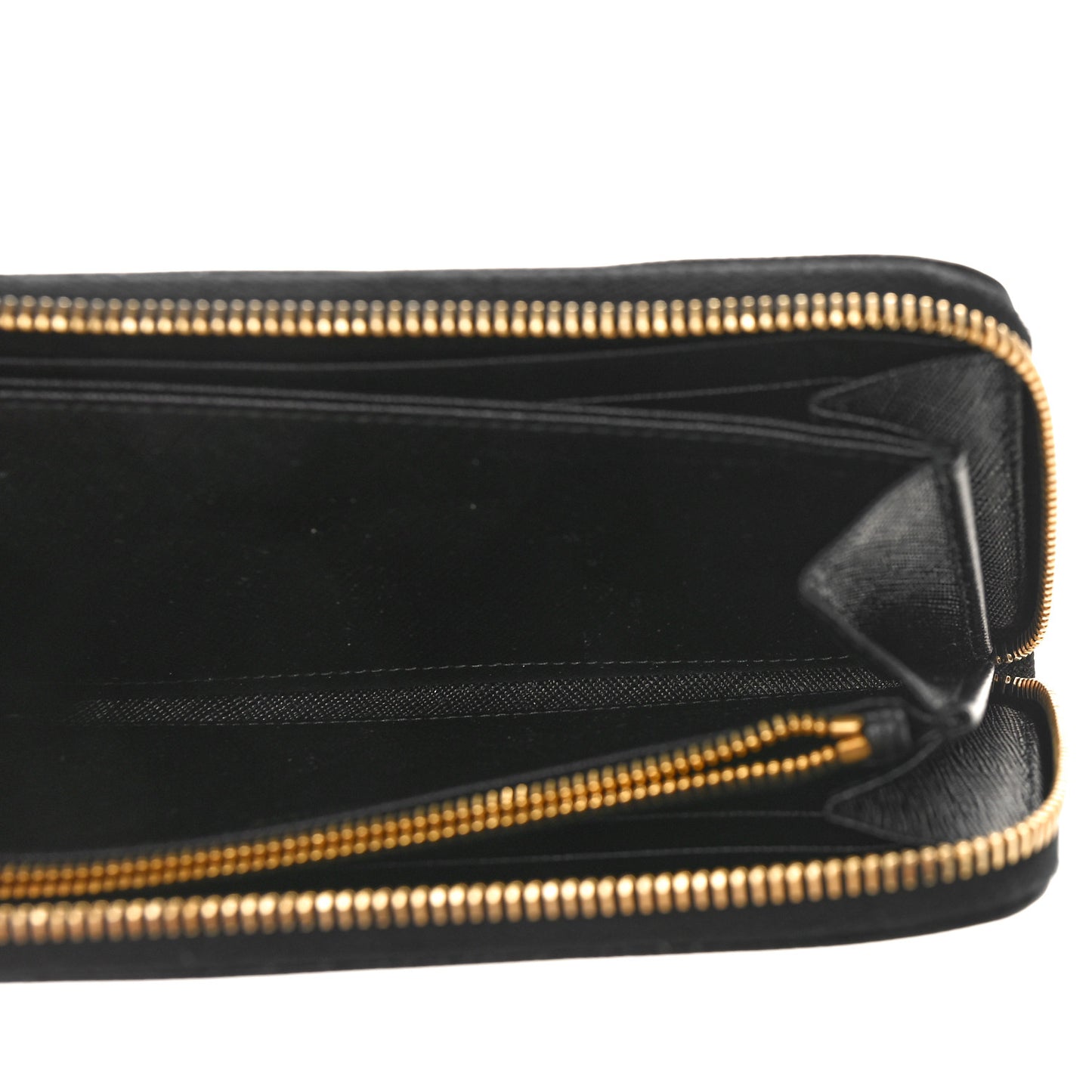 Saffiano Metal Zip Around Wallet Black