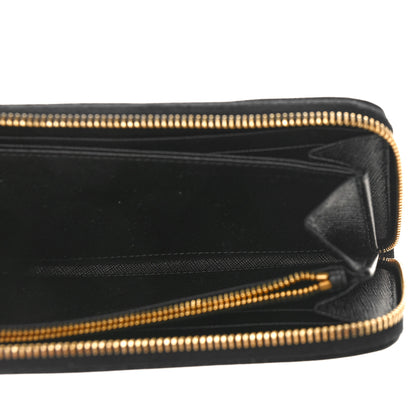 Prada Saffiano Metal Zip Around Wallet Black 5 of 8