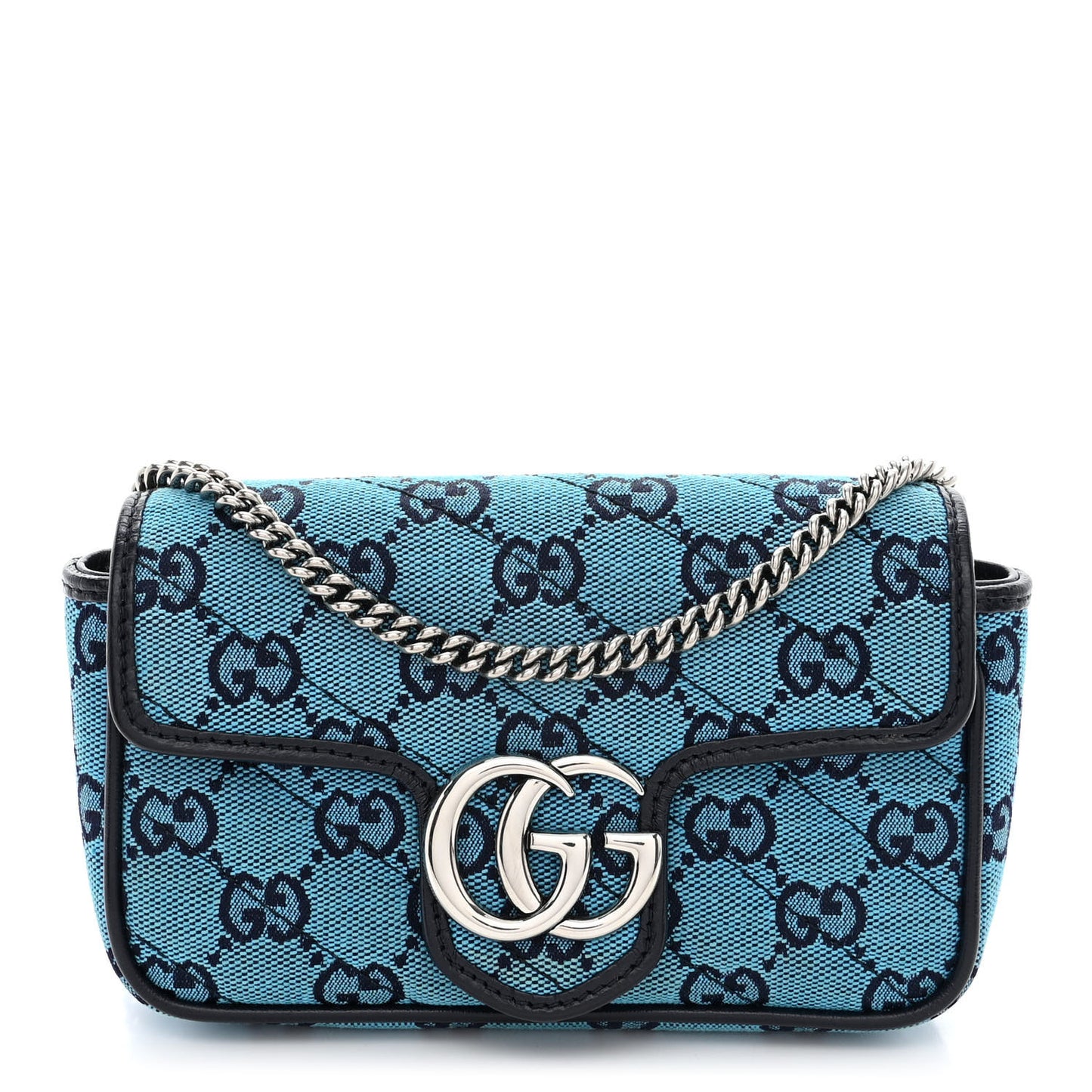 Monogram Multicolor Matelasse Diagonal Super Mini GG Marmont Shoulder Bag Light Blue