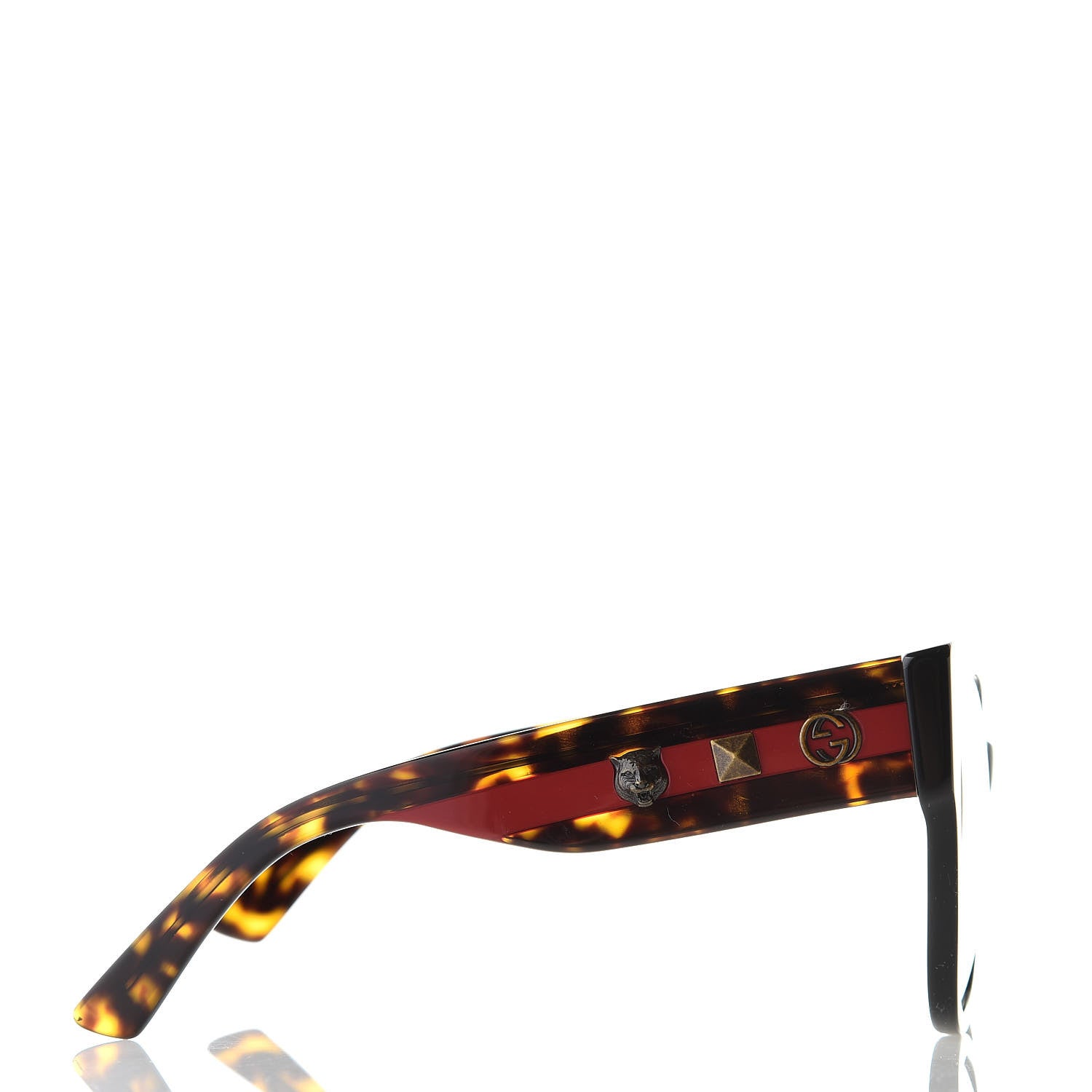 Gucci Acetate Square Frame Web Sunglasses GG0059S Black Tortoise 3 of 8