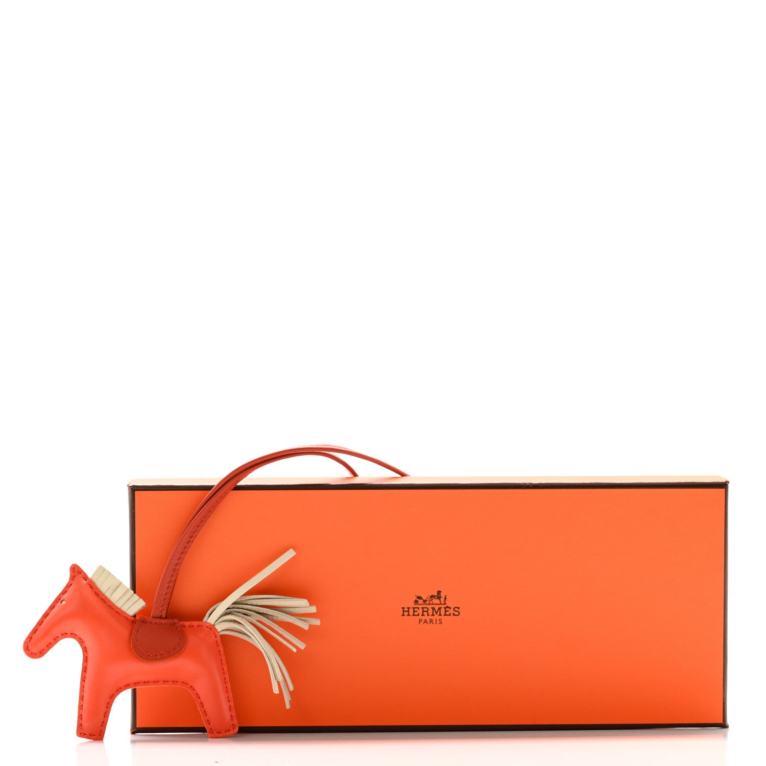 Hermes Milo Lambskin Grigri Rodeo Horse Bag Charm PM Orange Poppy Craie Cornaline 5 of 5