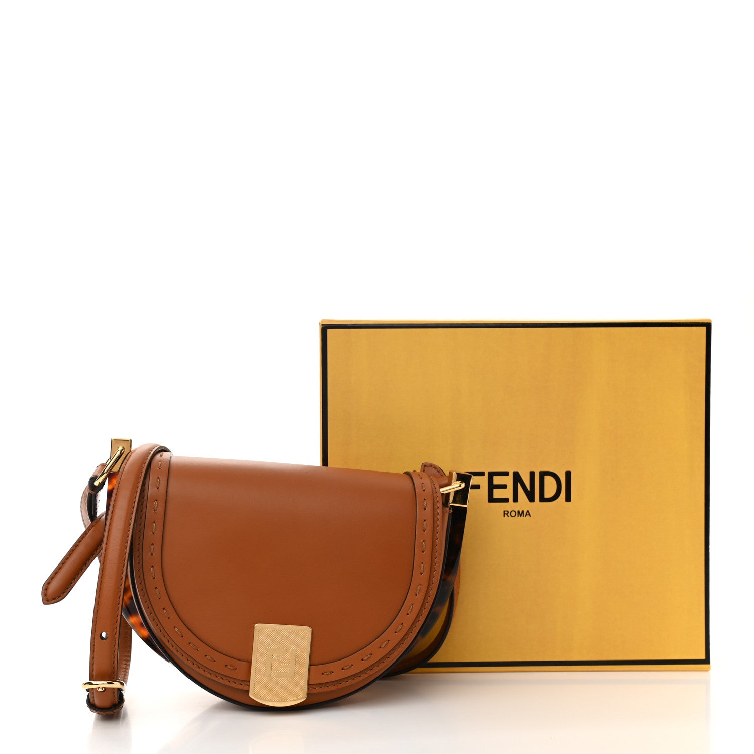 Fendi Vitello King Plexiglass Moonlight Shoulder Bag Cuoio 11 of 11