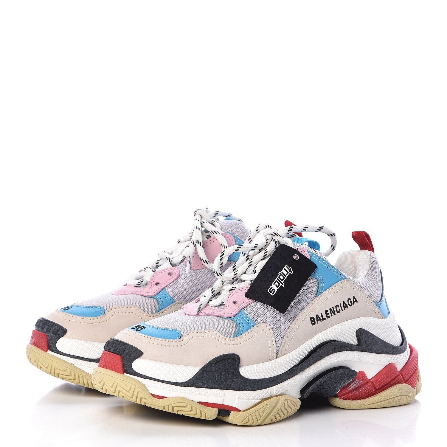 Balenciaga Fabric Mesh Womens Triple S Sneakers 36 White Blue Pink 3 of 10