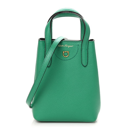 Salvatore Ferragamo Tumbled Calfskin Gancini Mini Bag Smeraldo 1 of 10