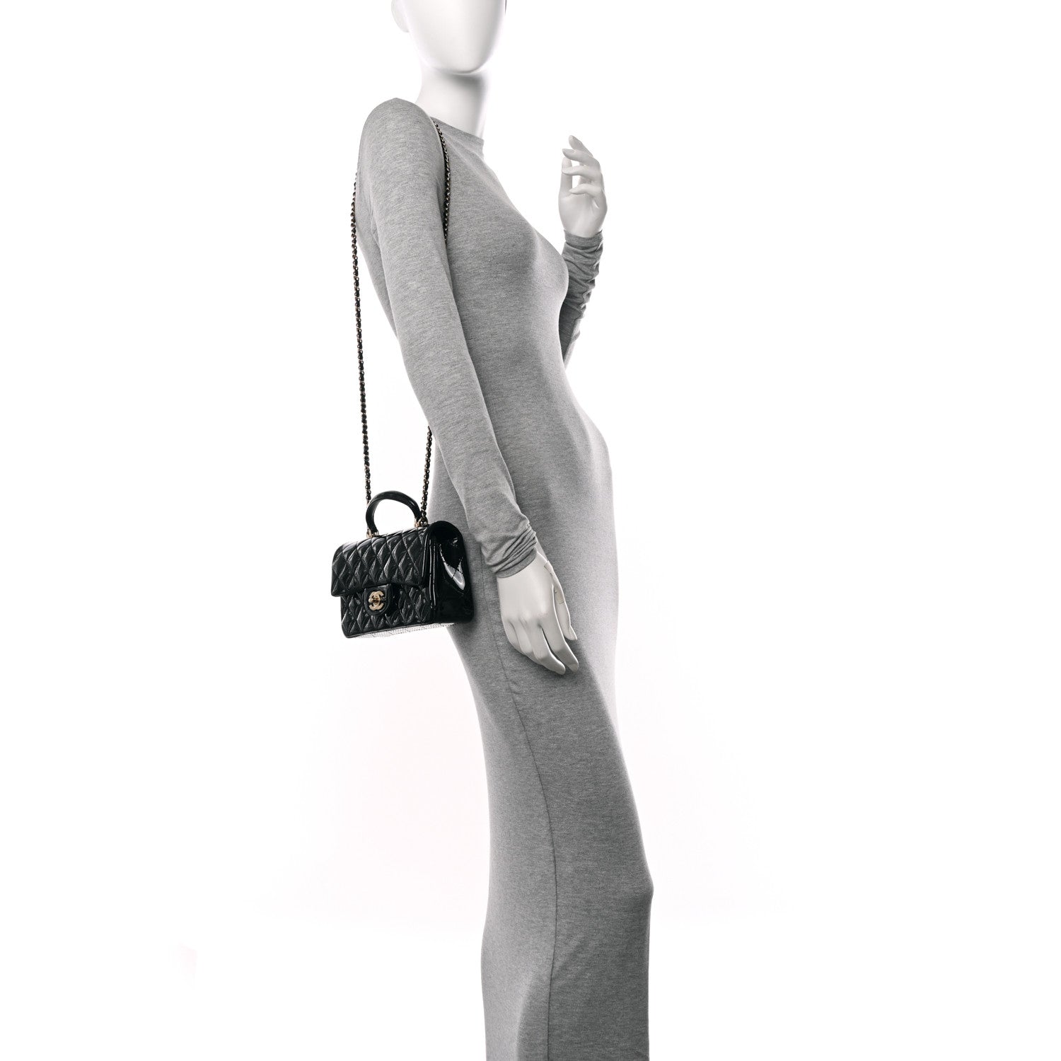 Chanel Patent Quilted Mini Top Handle Rectangular Flap Black 2 of 11