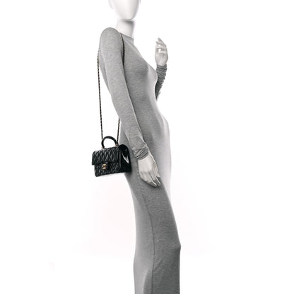 Chanel Patent Quilted Mini Top Handle Rectangular Flap Black 2 of 11