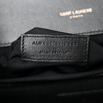 Saint Laurent Grain De Poudre Textured Mixed Matelasse Large Triquilt Monogram Monochrome Satchel Black 6 of 12