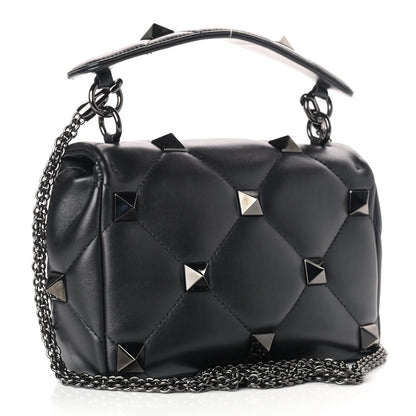 Valentino Garavani Nappa Monochrome Medium Roman Stud Shoulder Bag Black 3 of 8