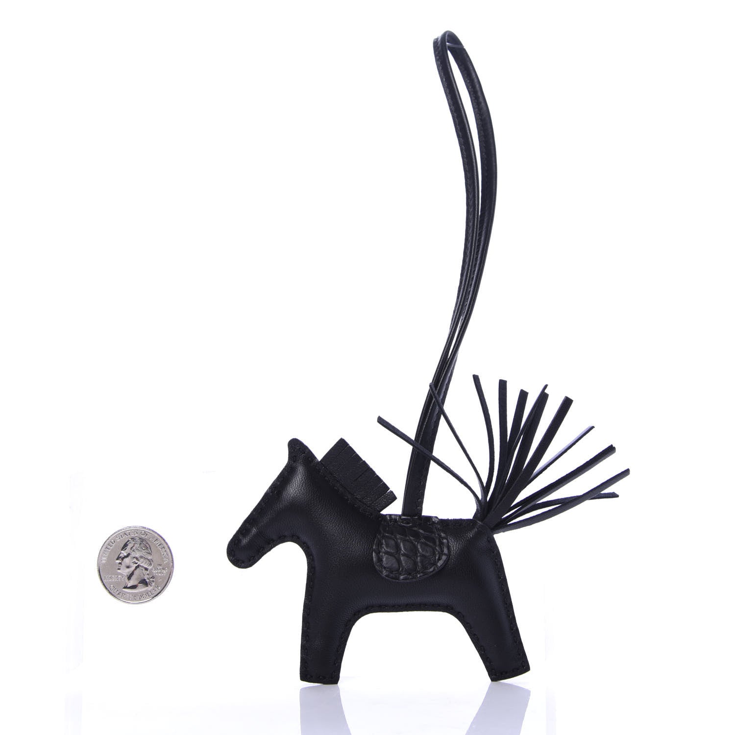 Hermes Milo Lambskin Matte Alligator Touch Grigri Rodeo Horse Bag Charm PM So Black 2 of 4