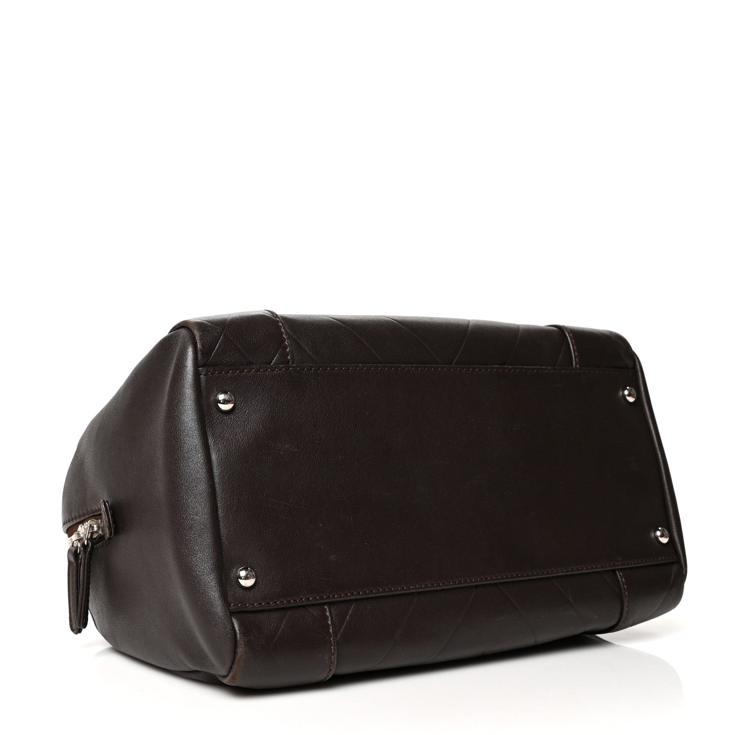Chanel Calfskin Chevron CC All Day Long Boston Brown 3 of 13