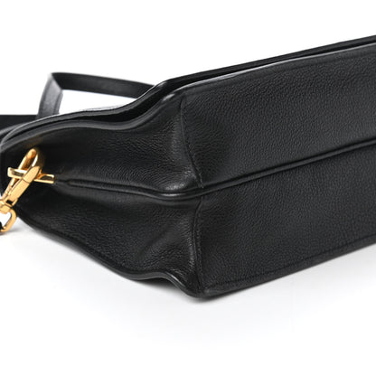 Prada Vitello Daino Double Strap Flap Crossbody Black 6 of 9