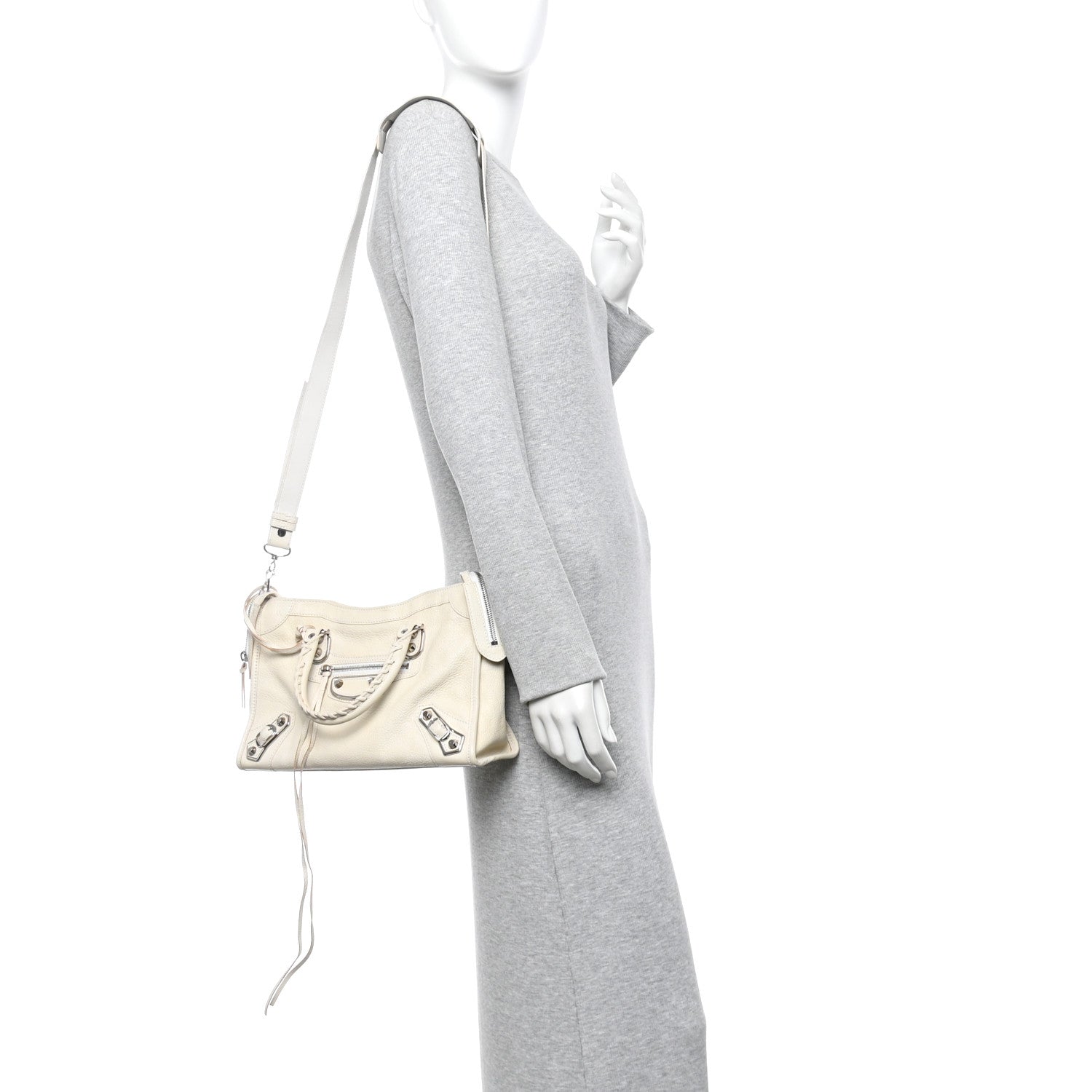 Balenciaga Chevre Silver Metallic Edge Hardware S City Blanc Neige 2 of 15