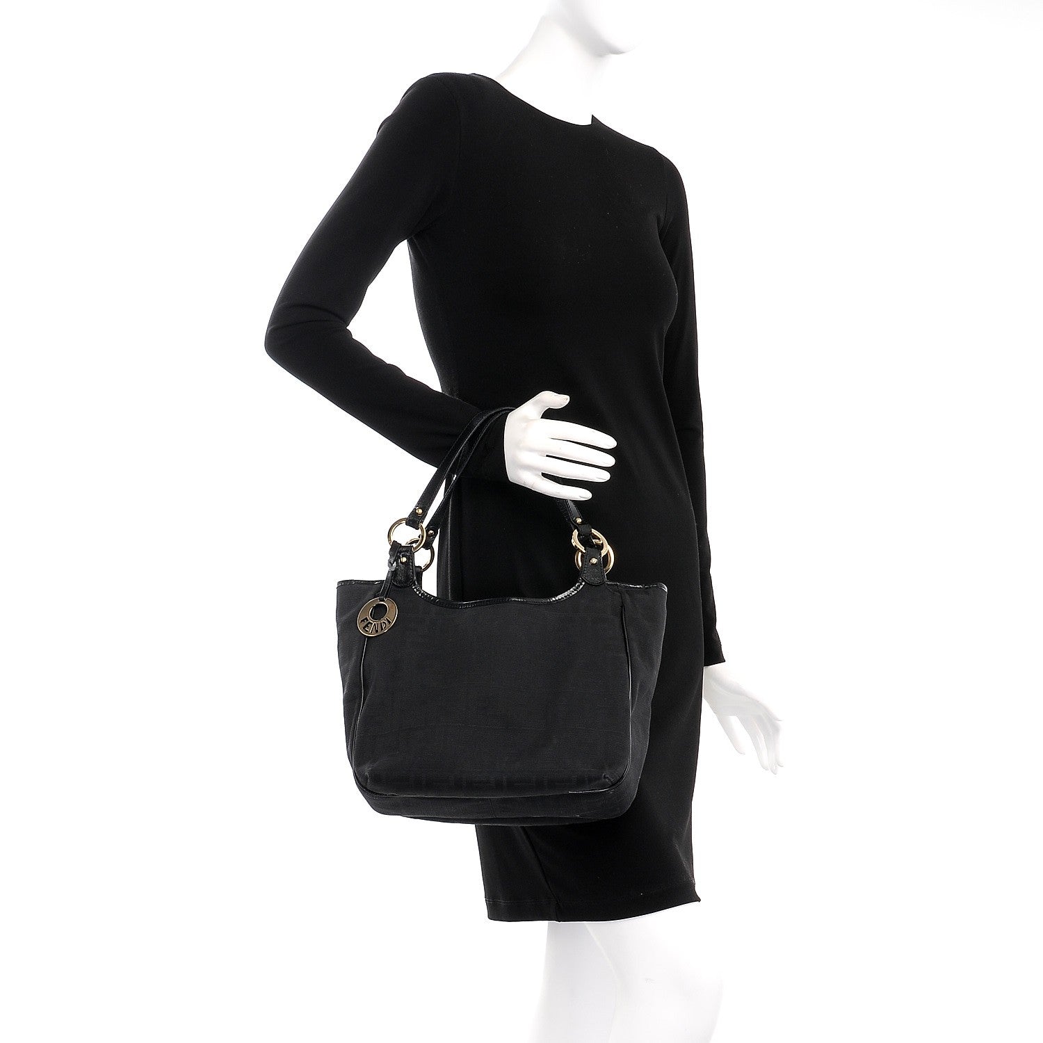 Fendi Zucca Small Chef Shopping Tote Black 2 of 10