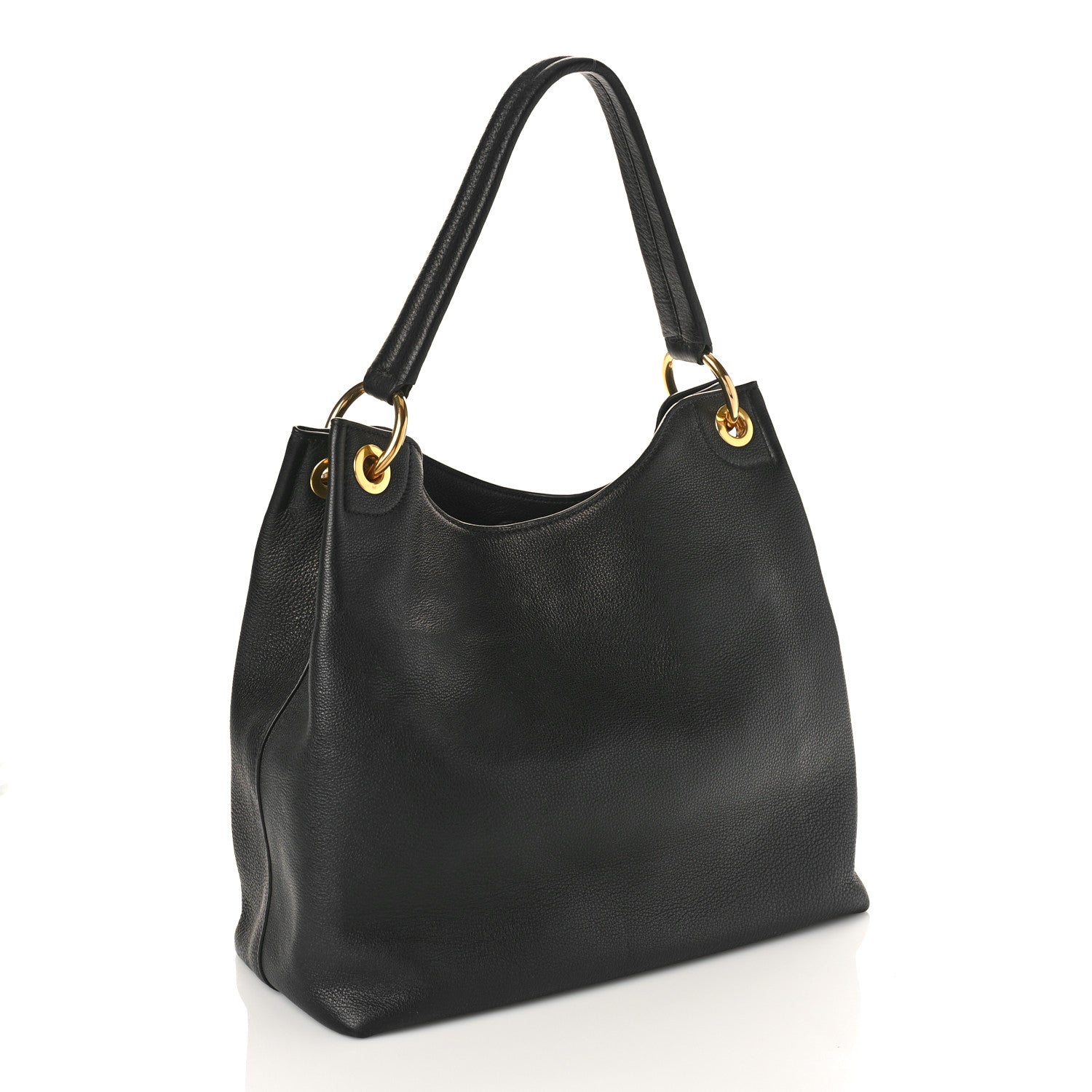Prada Vitello Phenix Embossed Logo Hobo Black 3 of 9