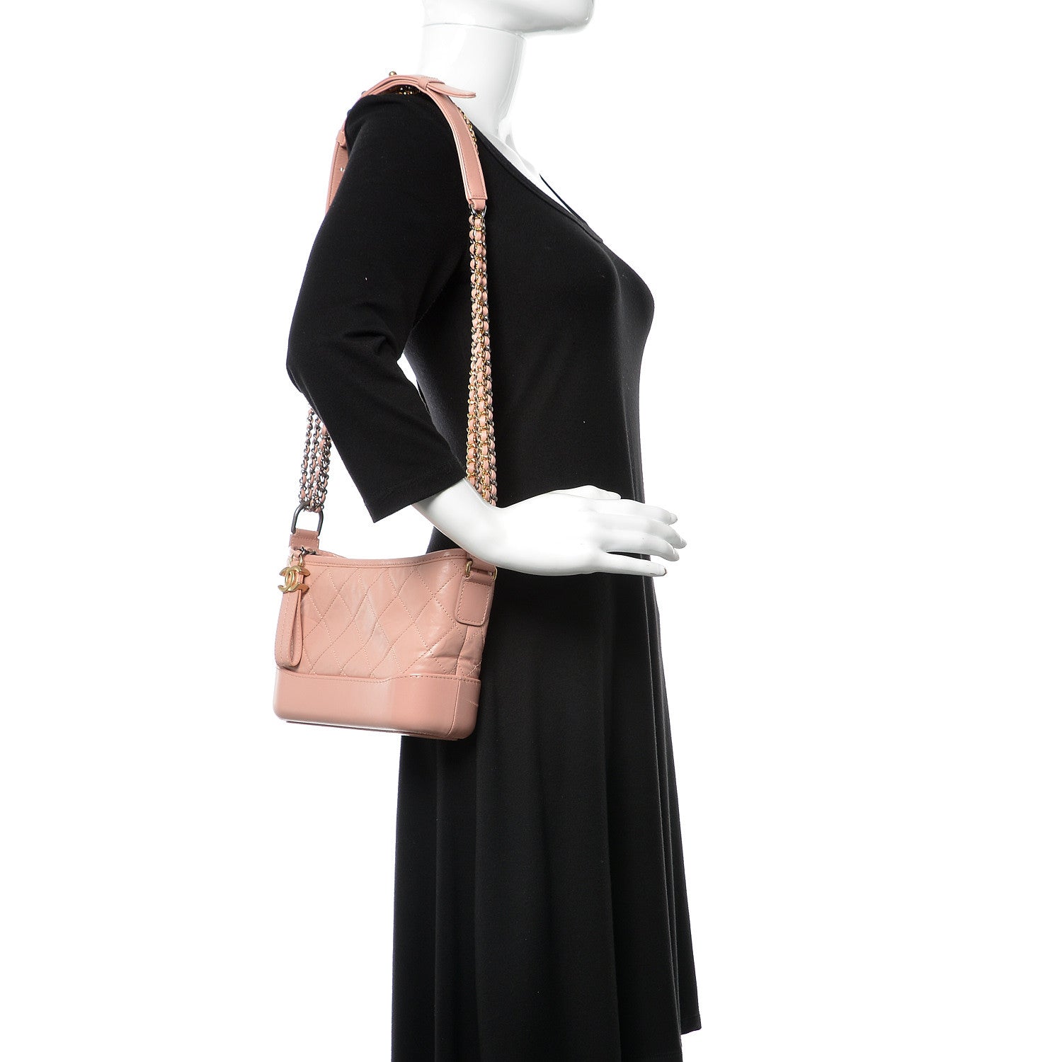 Chanel Aged Calfskin Quilted Small Gabrielle Hobo Pink 2 of 9