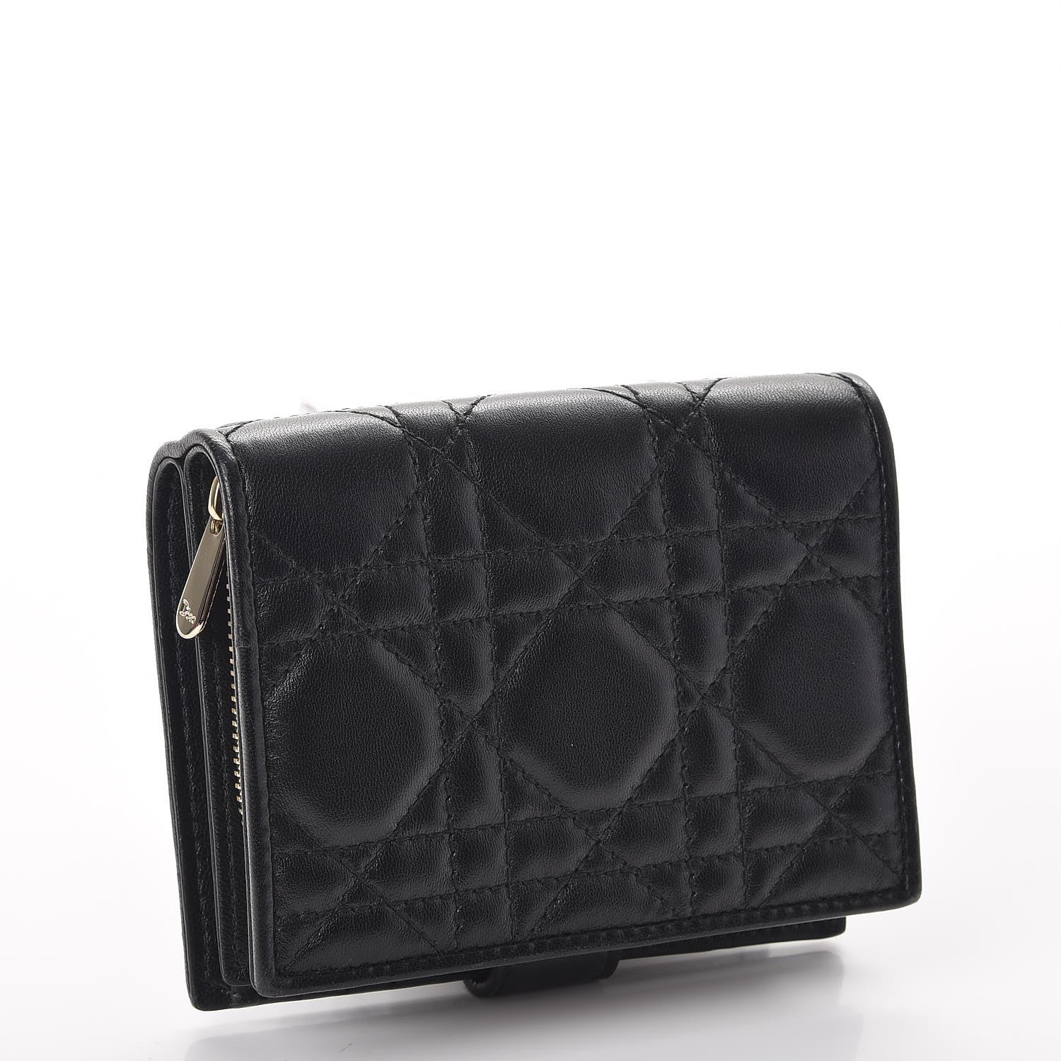 Christian Dior Lambskin Cannage Lucky Badge Eden Wallet Black 3 of 11