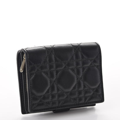Christian Dior Lambskin Cannage Lucky Badge Eden Wallet Black 3 of 11