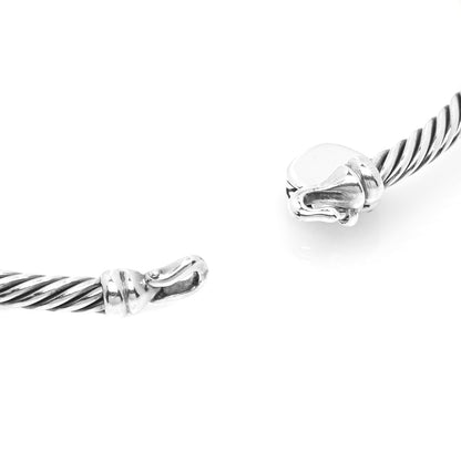 David Yurman Sterling Silver Diamond Heart Padlock Cable Bracelet 4 of 5