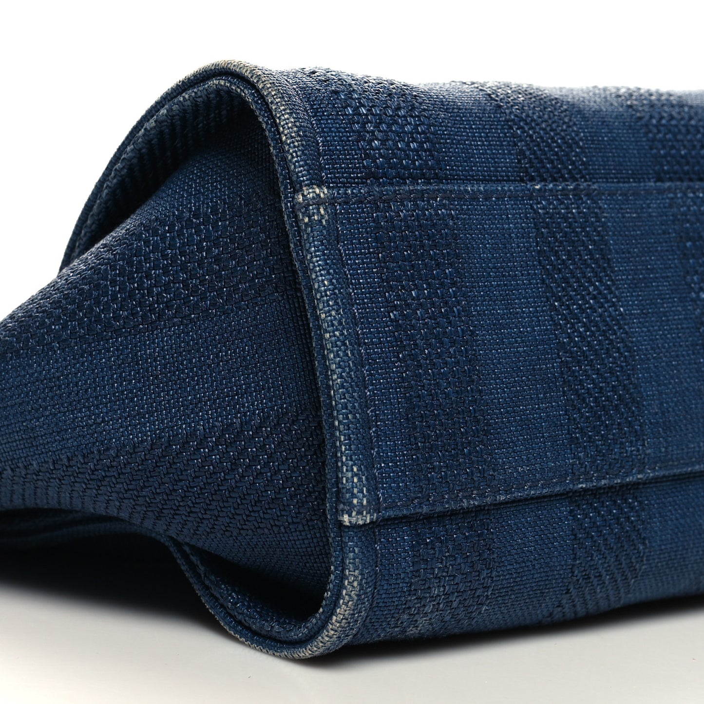 Mixed Fibers Striped Small Deauville Tote Navy Blue