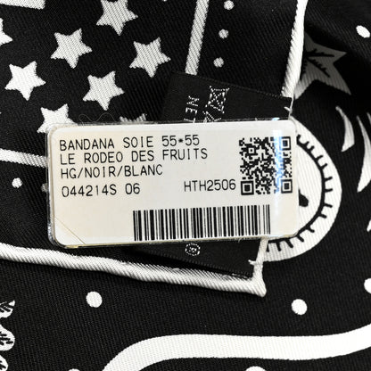 Hermes Silk Le Rodeo Des Fruits Bandana Scarf 55 Black White 3 of 5