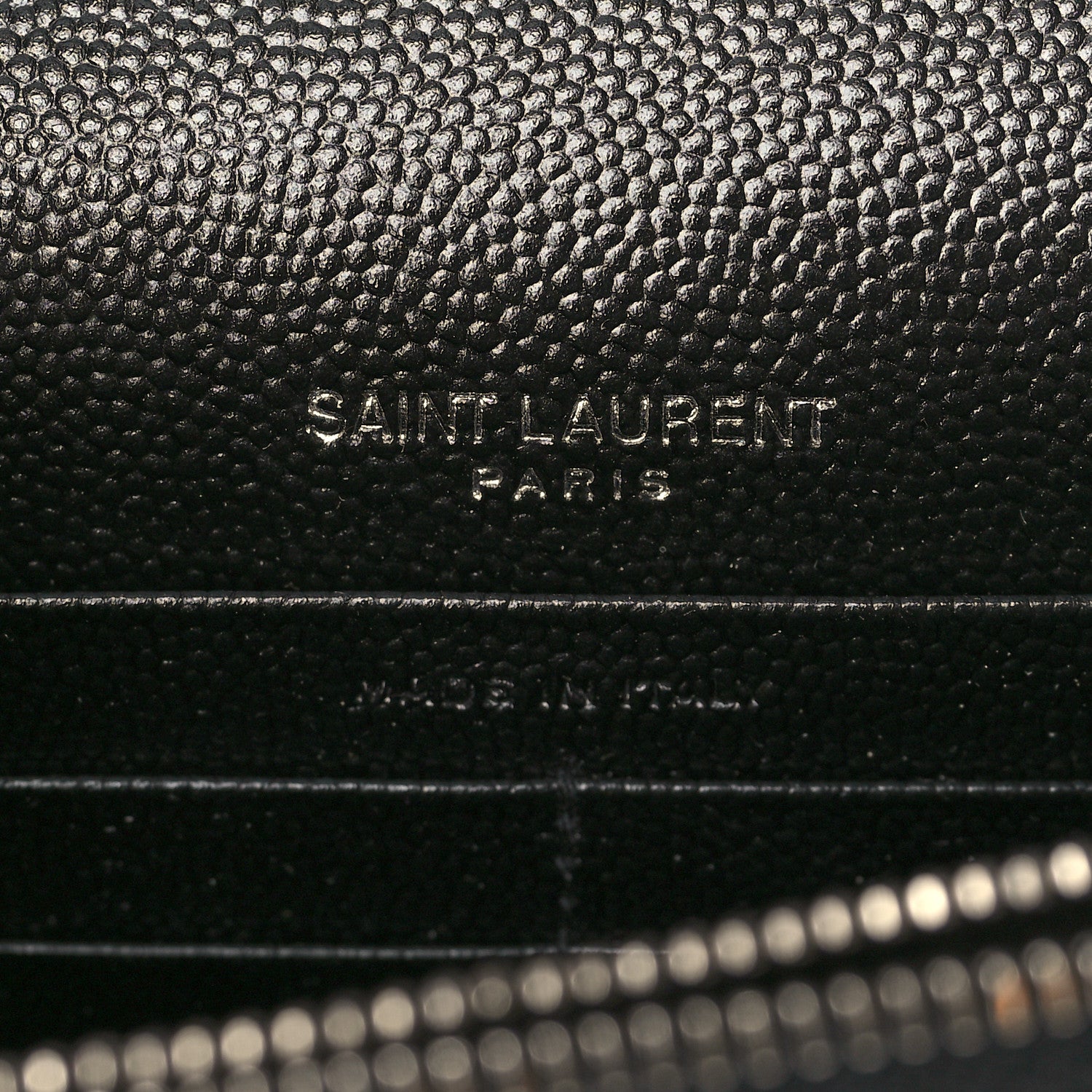 Saint Laurent Grain De Poudre Matelasse Chevron Monogram Envelope Chain Wallet Black 4 of 5