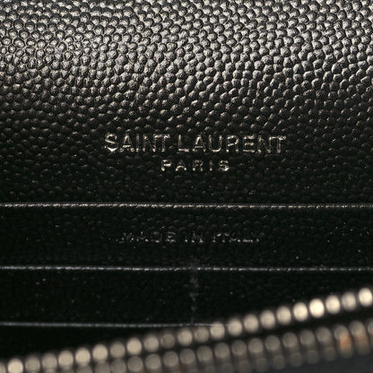 Saint Laurent Grain De Poudre Matelasse Chevron Monogram Envelope Chain Wallet Black 4 of 5