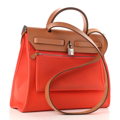 Hermes Vache Hunter Toile Herbag Zip 31 PM Capucine Fauve 4 of 12