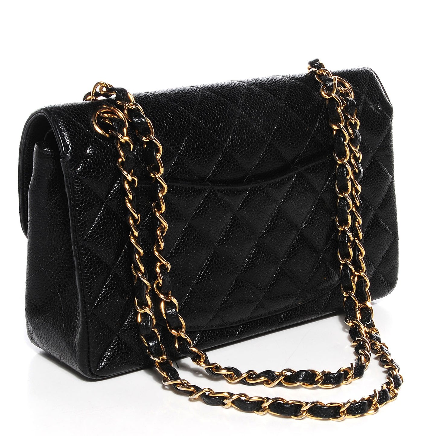 Caviar Quilted Small Double Flap Black
