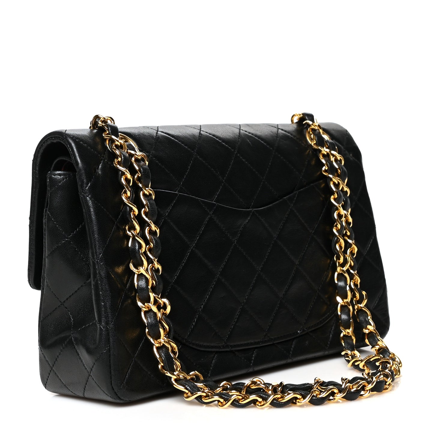 Lambskin Quilted Small Double Flap Black