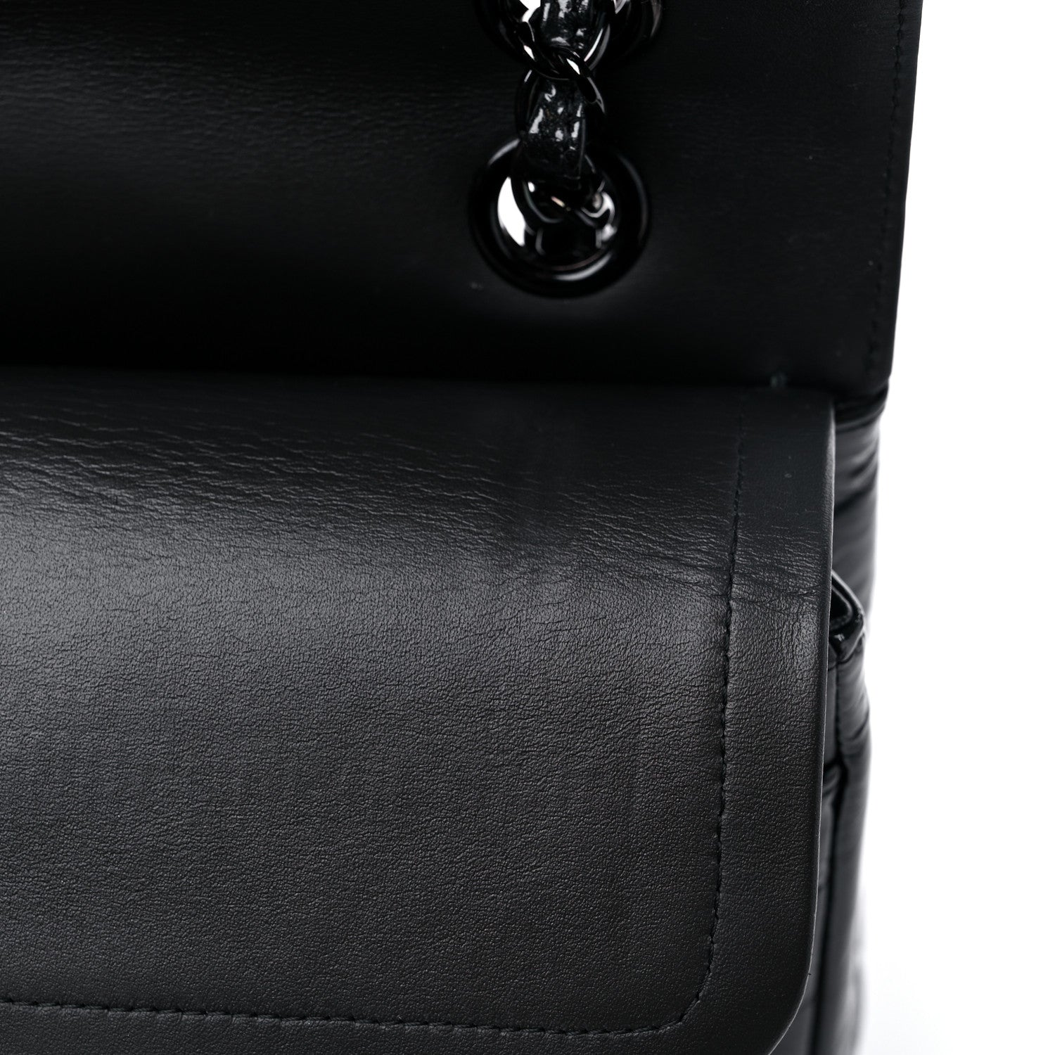 Chanel Metallic Patent Crumpled Calfskin Chevron Quilted Medium Double Flap So Black 13 of 14