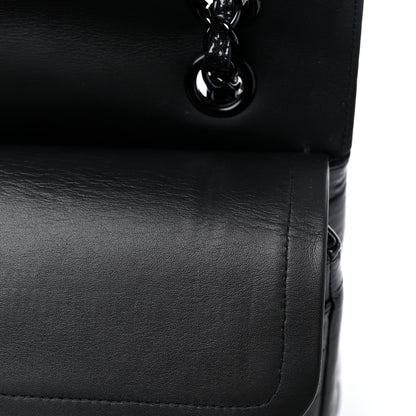 Chanel Metallic Patent Crumpled Calfskin Chevron Quilted Medium Double Flap So Black 13 of 14