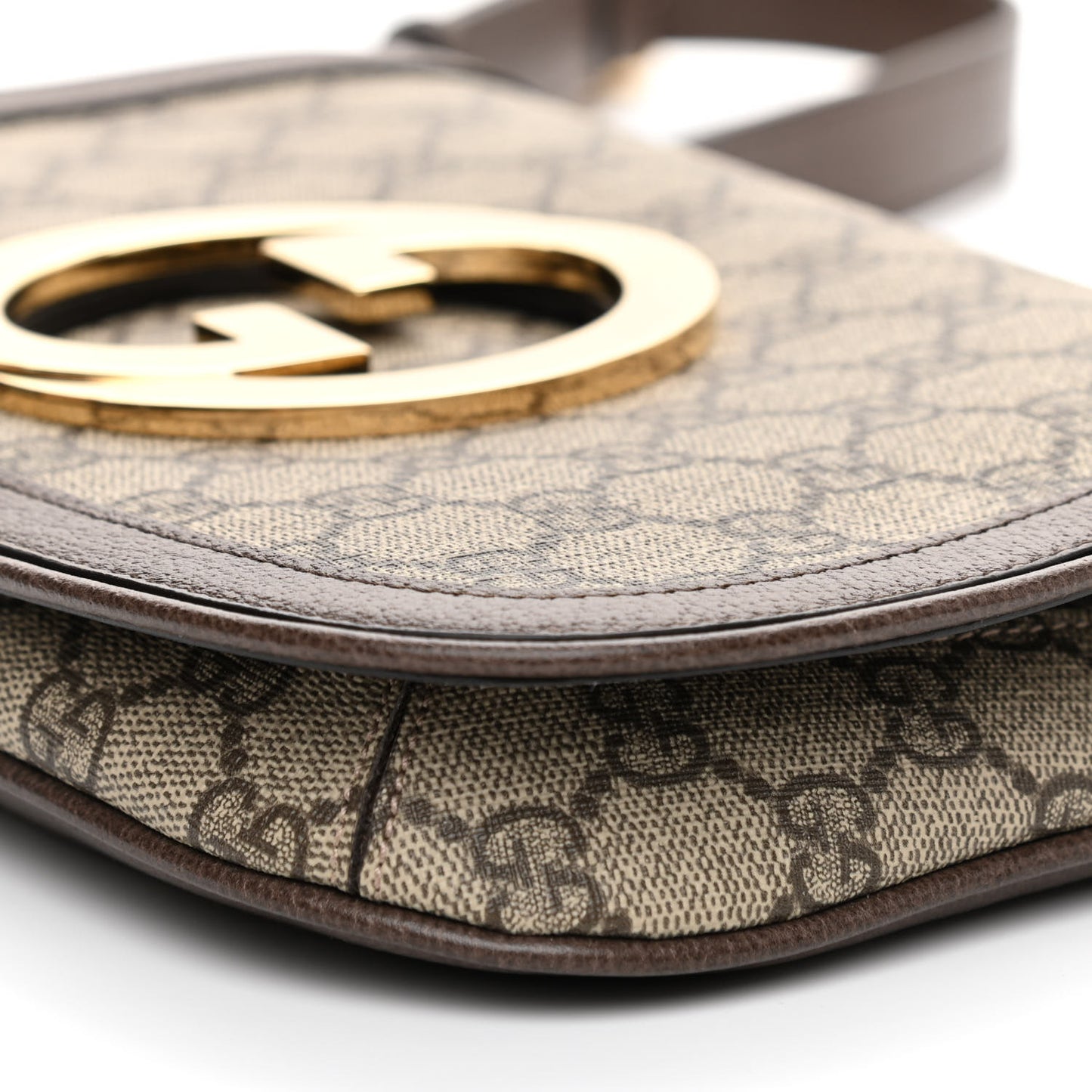 GG Supreme Monogram Textured Dollar Calfskin Blondie Chain Shoulder Flap Bag Beige Ebony New Acero