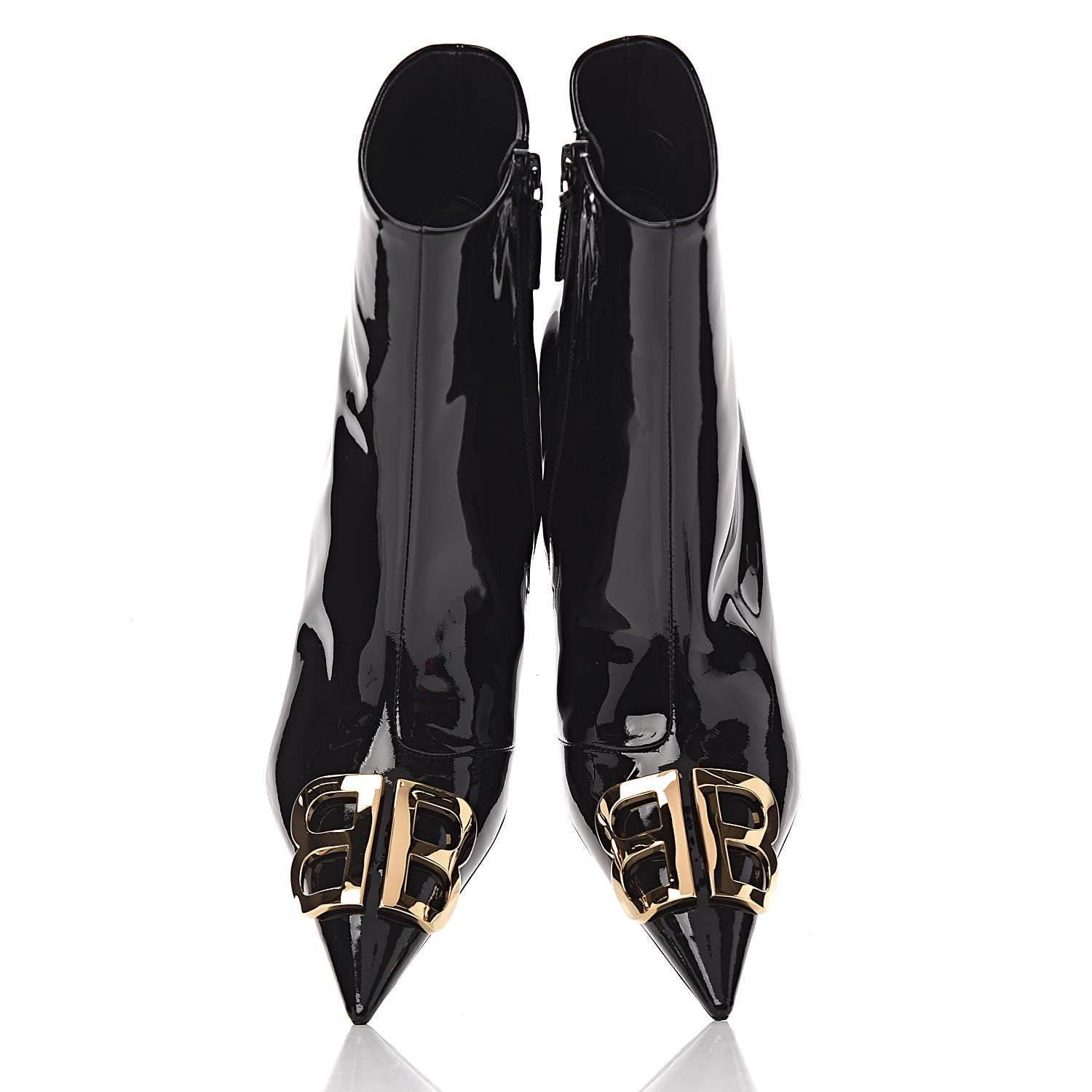 Balenciaga Patent BB Pointy Toe Ankle Booties 39.5 Black 10 of 11