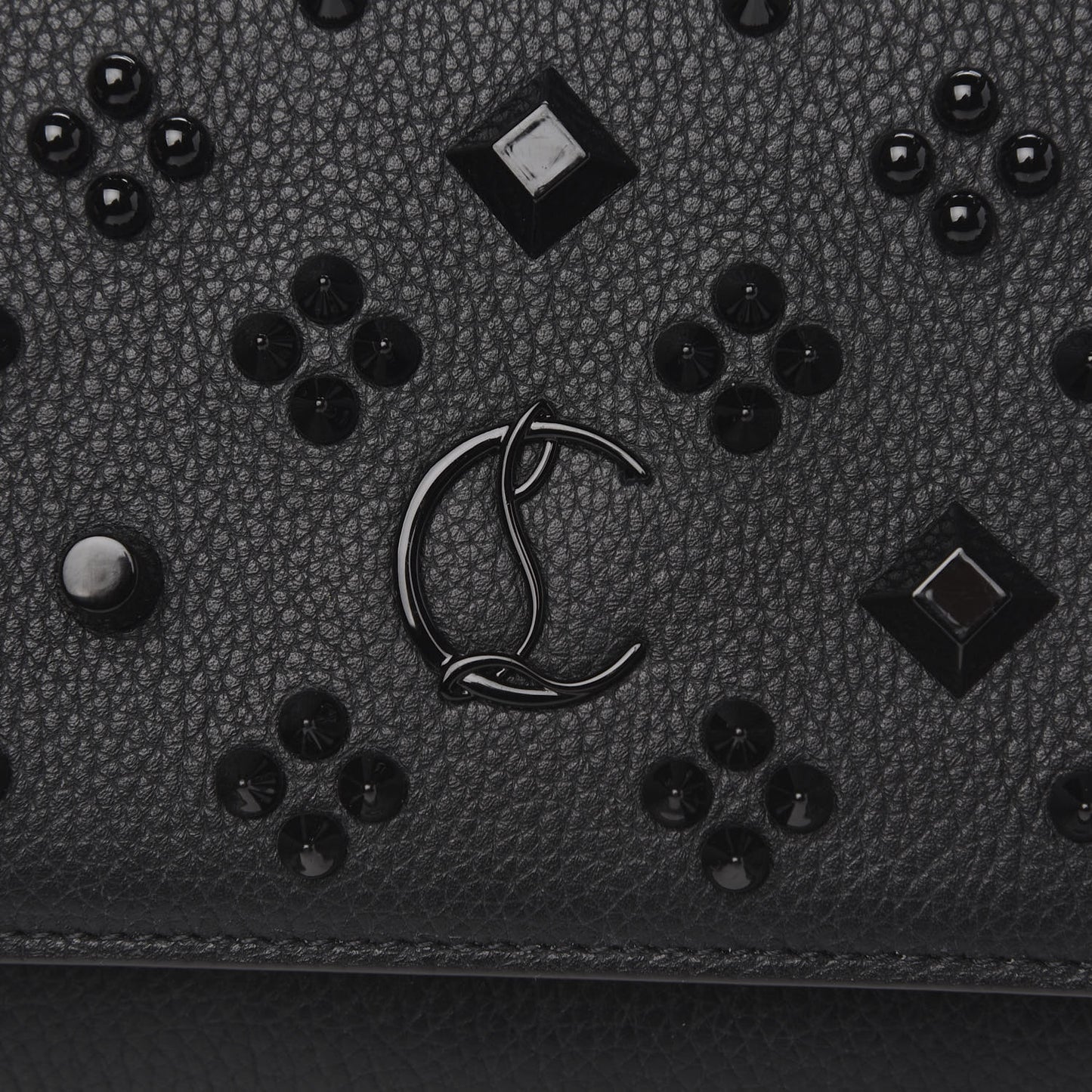 Calfskin Spikes Loubinthesky Paloma Clutch Black