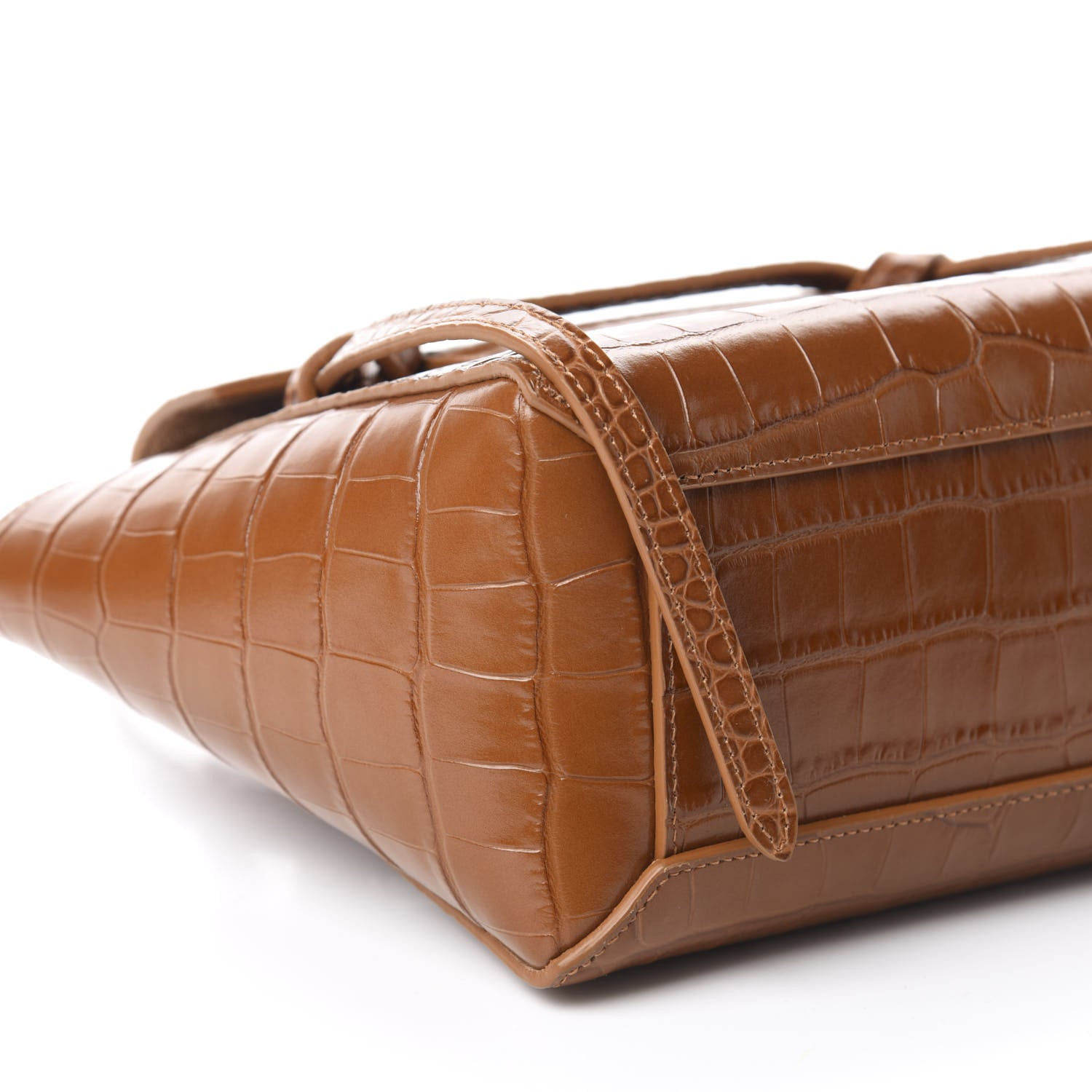 Celine Calfskin Crocodile Embossed Nano Belt Bag Camel 6 of 9