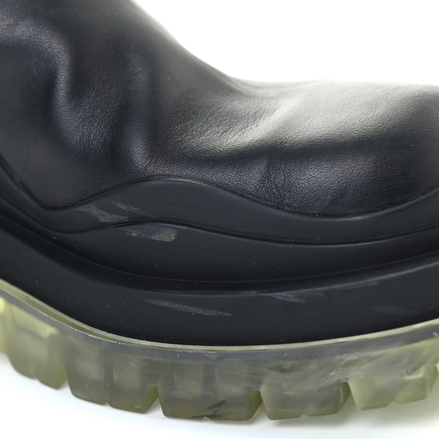 Calfskin The Tire Chelsea Boots 35.5 Black Transparent