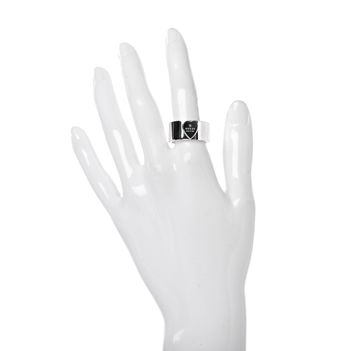 Sterling Silver 10mm Trademark Heart Wide Band Ring 56 7.5