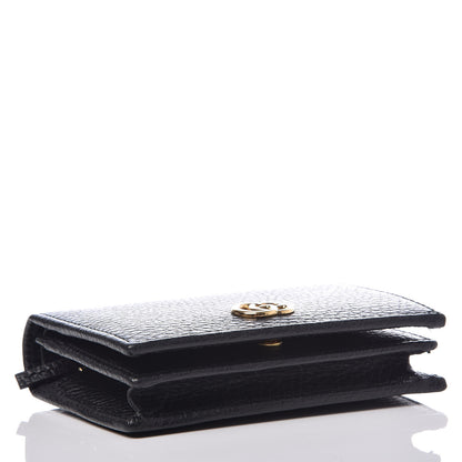Gucci Pebbled Calfskin GG Marmont Card Case Black 4 of 8