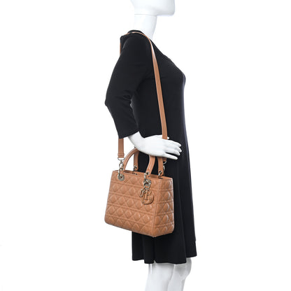 Christian Dior Lambskin Cannage Medium Lady Dior Amber 2 of 9