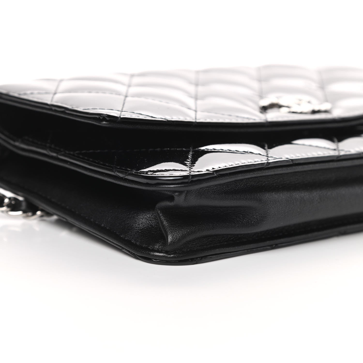 Chanel Patent Quilted Brilliant Wallet On Chain WOC Black 10 of 14