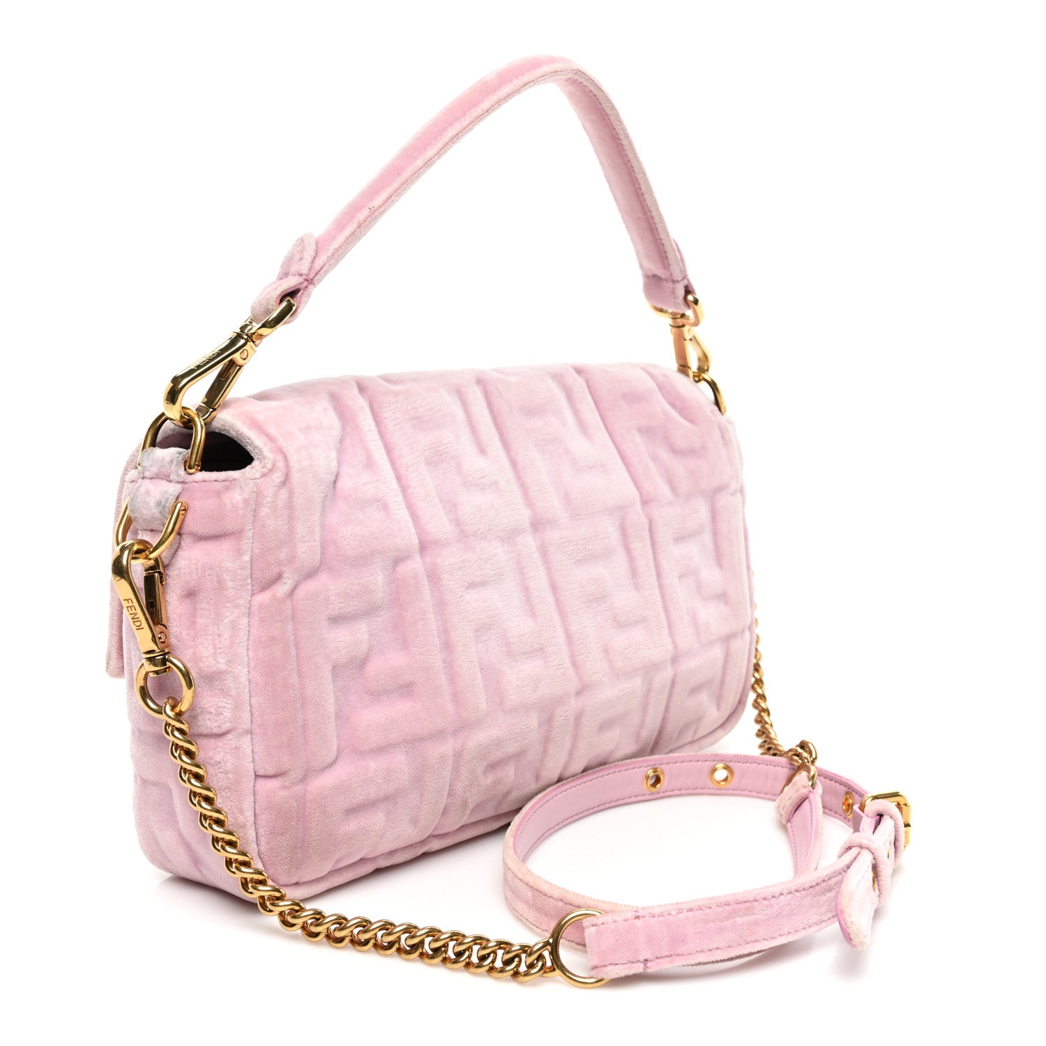 Fendi Velvet FF Embossed Baguette Rosa Confetti 3 of 8