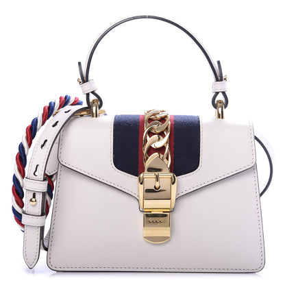 Gucci Calfskin Mini Sylvie Top Handle Bag White 1 of 10