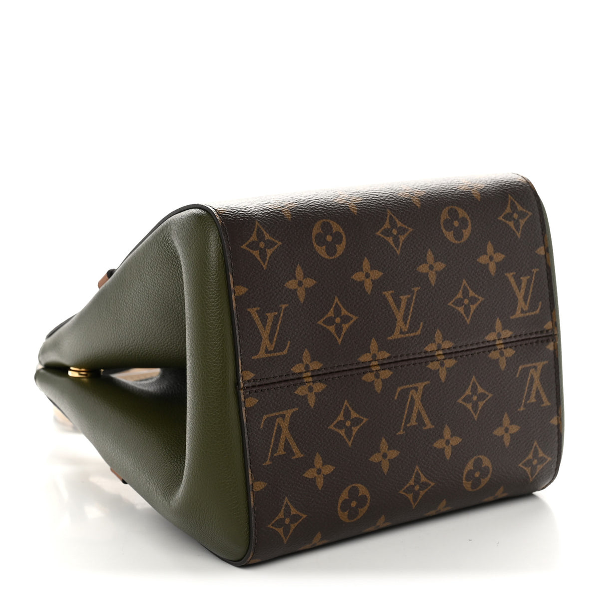 Calfskin Monogram Fold Tote PM Cream Khaki Black
