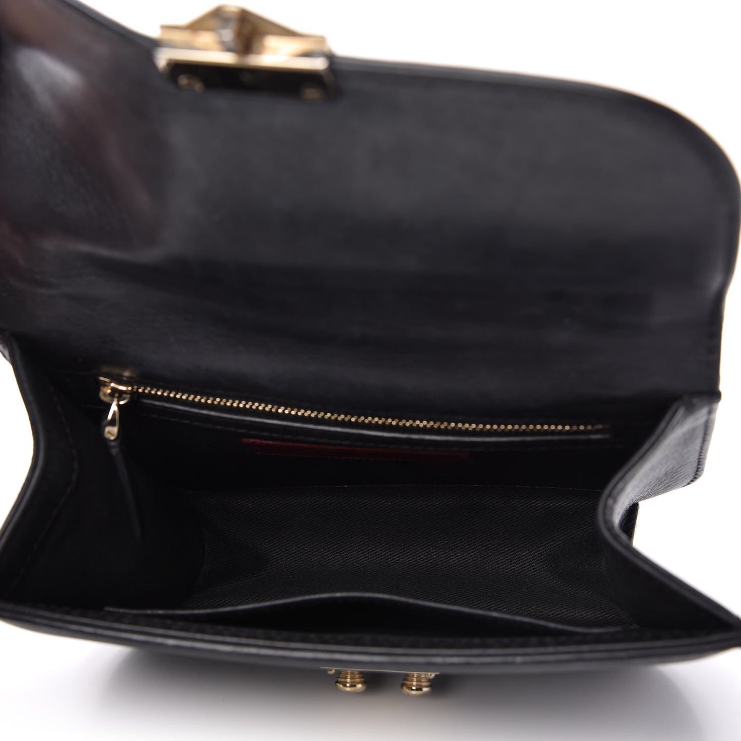 Vitello Small Glam Lock Rockstud Flap Black