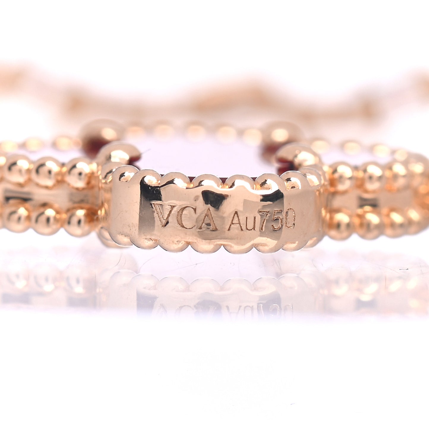 18K Yellow Gold Carnelian 5 Motifs Vintage Alhambra Bracelet