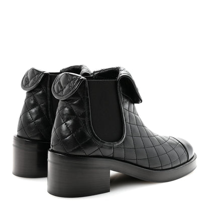 Chanel Lambskin Quilted Cap Toe CC Turnlock Booties 38.5 Black 5 of 9